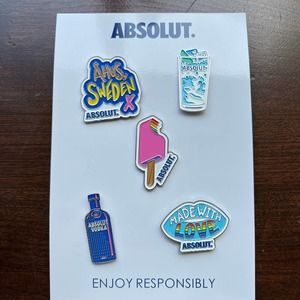 New Absolut Vodka Enamel Label Hat Pin LGBT Sweden Set of  5 pride